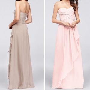 David's Bridal Strapless Crinkle Chiffon Dress